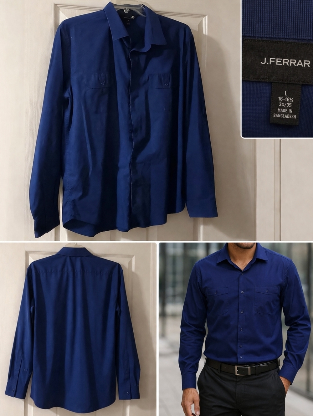 J Ferrar Purple Long Sleeve Slim Fit/Stretch Men's XL Button Down.